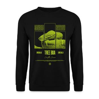 Smaragdbaumboa-Schlangenbesitzer und Reptilienhalter - Unisex Pullover - Schwarz - Vorne - Alina (178cm) & Michal (187cm)