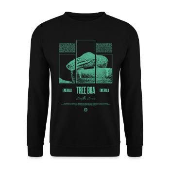 Smaragdbaumboa-Schlangenbesitzer und Reptilienhalter - Unisex Pullover - Schwarz - Vorne - Alina (178cm) & Michal (187cm)