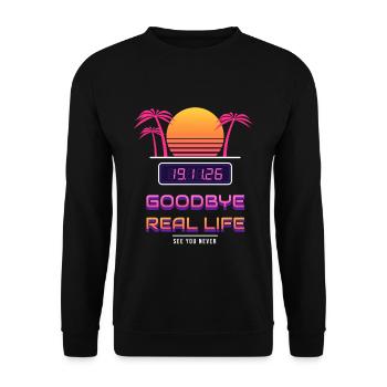 Goodbye Real Life 19.11. - Unisex Pullover - Schwarz - Vorne - Alina (178cm) & Michal (187cm)