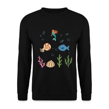 Meerjungfrau Unterwasser Kinder Nautilus Fisch - Unisex Pullover - Schwarz - Vorne - Alina (178cm) & Michal (187cm)