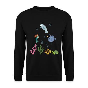 Seekuh Unterwasser Kinder Meerjungfrau - Unisex Pullover - Schwarz - Vorne - Alina (178cm) & Michal (187cm)