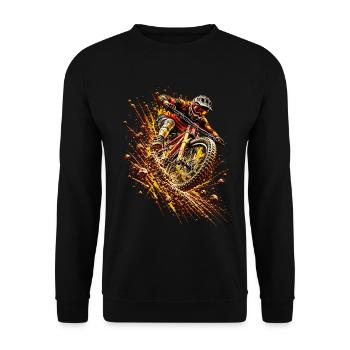 Mountainbike Downhill – MTB Fahrer Action Geschenk - Unisex Pullover - Schwarz - Vorne - Alina (178cm) & Michal (187cm)