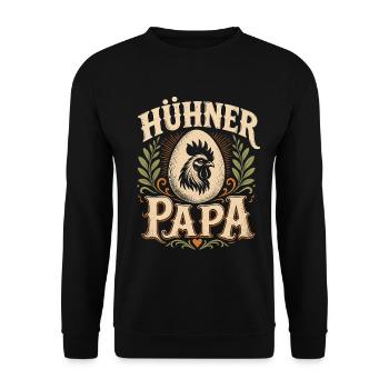 Hühner Papa Hühnerbesitzer - Unisex Pullover - Schwarz - Vorne - Alina (178cm) & Michal (187cm)