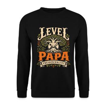 Level Vater freigeschaltet - Unisex Pullover - Schwarz - Vorne - Alina (178cm) & Michal (187cm)