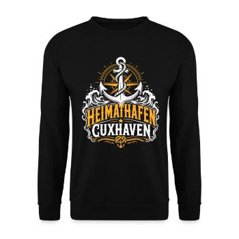 Cuxhaven Heimathafen Nordsee - Unisex Pullover - Schwarz - Vorne - Alina (178cm) & Michal (187cm)