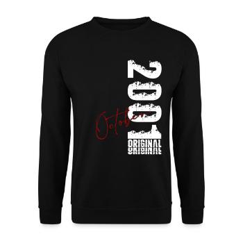 25. Geburtstag Geschenk Mann Original Oktober 2001 - Unisex Pullover - Schwarz - Vorne - Alina (178cm) & Michal (187cm)