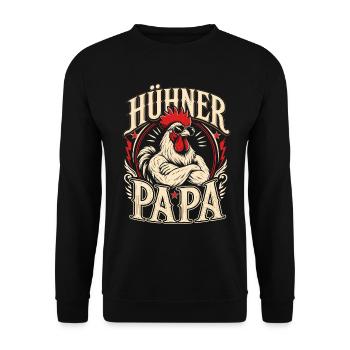 Hühner Papa Hühnerbesitzer Landwirt - Unisex Pullover - Schwarz - Vorne - Alina (178cm) & Michal (187cm)