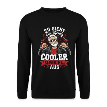 So sieht ein cooler Onkel aus - Unisex Pullover - Schwarz - Vorne - Alina (178cm) & Michal (187cm)