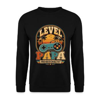 Level Vater freigeschaltet - Unisex Pullover - Schwarz - Vorne - Alina (178cm) & Michal (187cm)