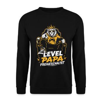 Level Vater freigeschaltet - Unisex Pullover - Schwarz - Vorne - Alina (178cm) & Michal (187cm)