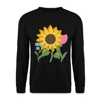Blumen botanisch Pflanze Illustration Pflanzenwelt - Unisex Pullover - Schwarz - Vorne - Alina (178cm) & Michal (187cm)