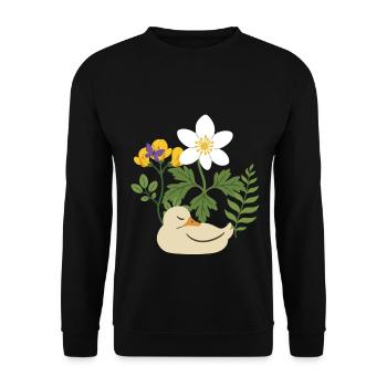 Ente Blumen Kinder schlafend - Unisex Pullover - Schwarz - Vorne - Alina (178cm) & Michal (187cm)