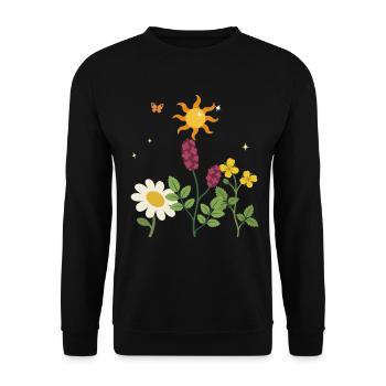 Blumen floral Blumenmotiv Zeichnung Gartenfreunde - Unisex Pullover - Schwarz - Vorne - Alina (178cm) & Michal (187cm)