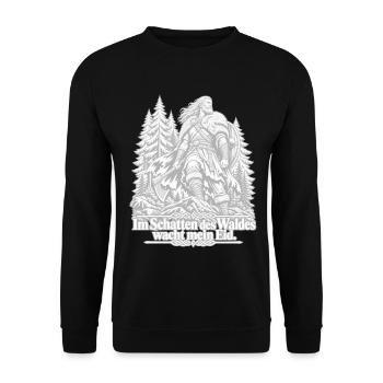 Germanischer Krieger -  Eid im Waldeschatten - Unisex Pullover - Schwarz - Vorne - Alina (178cm) & Michal (187cm)