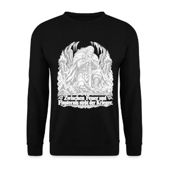 Krieger zwischen Feuer und Finsternis - Unisex Pullover - Schwarz - Vorne - Alina (178cm) & Michal (187cm)