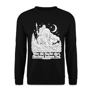 Germanischer Krieger -  Nachtwacht - Unisex Pullover - Schwarz - Vorne - Alina (178cm) & Michal (187cm)