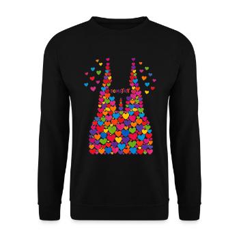 Kölner Dom mit Konfetti Karneval Fasching Köln - Unisex Pullover - Schwarz - Vorne - Alina (178cm) & Michal (187cm)