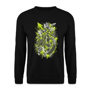 Mountainbike Urban Art MTB Graffiti Design - Unisex Pullover - Schwarz - Vorne - Alina (178cm) & Michal (187cm)