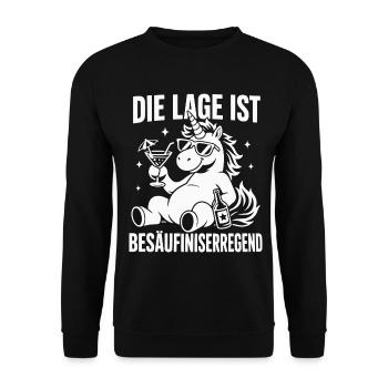 Die Lage ist besäufniserregend - Unisex Pullover - Schwarz - Vorne - Alina (178cm) & Michal (187cm)