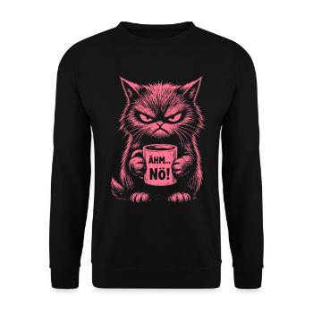 Ähm Nö Katze - Unisex Pullover - Schwarz - Vorne - Alina (178cm) & Michal (187cm)