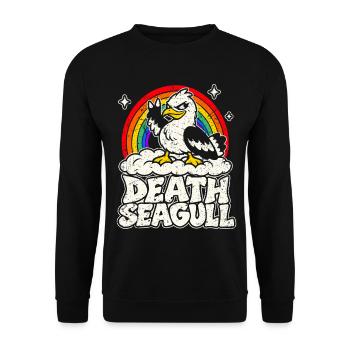 Death Seagull – Heavy Metal Möwe - Unisex Pullover - Schwarz - Vorne - Alina (178cm) & Michal (187cm)