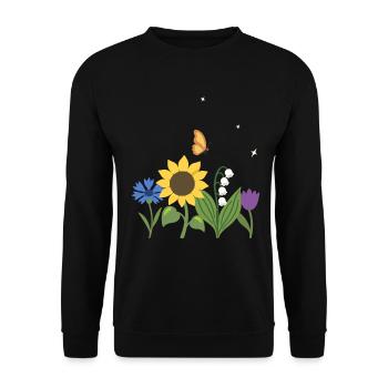 Blumen botanisch Blumenmotiv Design - Unisex Pullover - Schwarz - Vorne - Alina (178cm) & Michal (187cm)