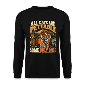 Alle Katzen sind hübsch, manche nur einmal - Unisex Pullover - Schwarz - Vorne - Alina (178cm) & Michal (187cm)
