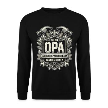 Wenn Opa es Nicht reparieren kann - Unisex Pullover - Schwarz - Vorne - Alina (178cm) & Michal (187cm)