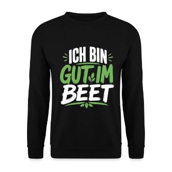 Ich bin gut im Beet Gärtner - Unisex Pullover - Schwarz - Vorne - Alina (178cm) & Michal (187cm)