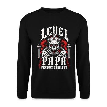 Level Vater freigeschaltet - Unisex Pullover - Schwarz - Vorne - Alina (178cm) & Michal (187cm)