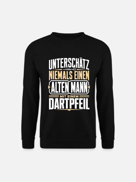 Alter Mann mit Dartpfeil - Unisex Pullover - Schwarz