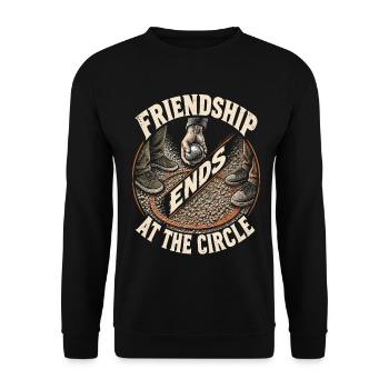 Pentanque Friendship Ends At The Circle - Unisex Pullover - Schwarz - Vorne - Alina (178cm) & Michal (187cm)
