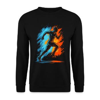 Laufen Läufer Joggen Jungen Kinder Herren Lauf - Unisex Pullover - Schwarz - Vorne - Alina (178cm) & Michal (187cm)