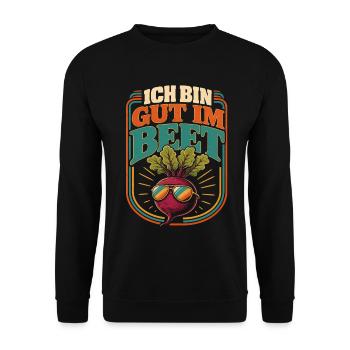 Ich bin gut im Beet Gärtner - Unisex Pullover - Schwarz - Vorne - Alina (178cm) & Michal (187cm)