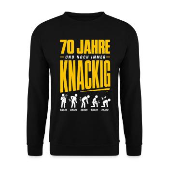 70 Jahre und noch immer knackig - Unisex Pullover - Schwarz - Vorne - Alina (178cm) & Michal (187cm)
