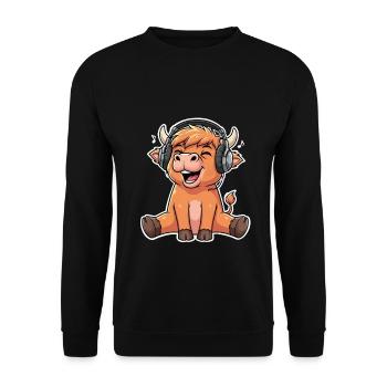 Highland Kuh Musik - Unisex Pullover - Schwarz - Vorne - Alina (178cm) & Michal (187cm)