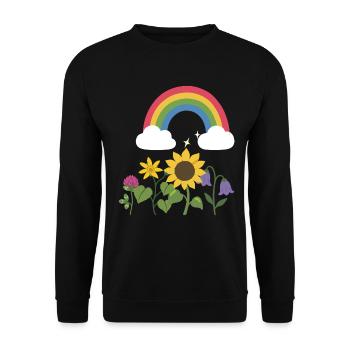 Blumen floral Naturmotiv Illustration Pflanzenwelt - Unisex Pullover - Schwarz - Vorne - Alina (178cm) & Michal (187cm)