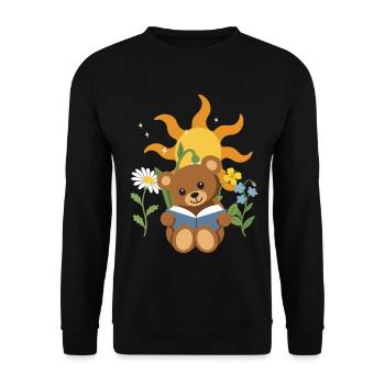 Teddy Blumen Kinder Lesen Design - Unisex Pullover - Schwarz - Vorne - Alina (178cm) & Michal (187cm)