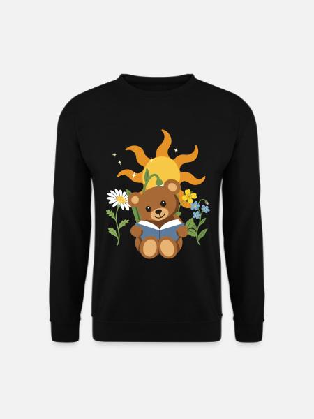 Teddy Blumen Kinder Lesen Design - Unisex Pullover - Schwarz