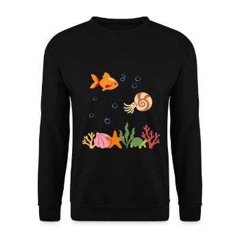 Fisch Unterwasser Kinder Nautilus Meeresbewohner - Unisex Pullover - Schwarz - Vorne - Alina (178cm) & Michal (187cm)