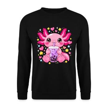 Axolotl Kostüm Boba Tea Süß Kawaii Kinder Mädchen - Unisex Pullover - Schwarz - Vorne - Alina (178cm) & Michal (187cm)