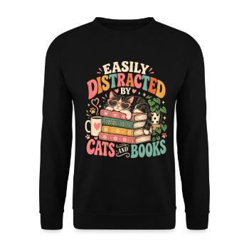 Buchmesse-Vibes Retro-Leseliebhaber - Unisex Pullover - Schwarz - Vorne - Alina (178cm) & Michal (187cm)