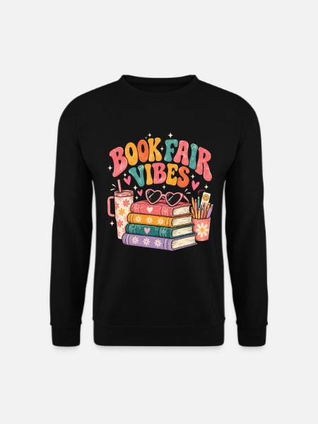 Buchmesse-Vibes Retro-Leseliebhaber - Unisex Pullover - Schwarz