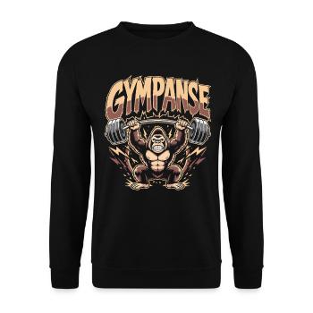 Gympanse Gewichtheber Bodybuilding - Unisex Pullover - Schwarz - Vorne - Alina (178cm) & Michal (187cm)