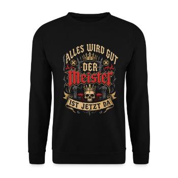 Meisterprüfung bestanden Meister - Unisex Pullover - Schwarz - Vorne - Alina (178cm) & Michal (187cm)