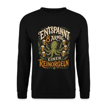 Achtarmig einen reinorgeln Party - Unisex Pullover - Schwarz - Vorne - Alina (178cm) & Michal (187cm)