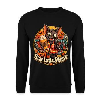 Fledermaus-Notfall Latte - Unisex Pullover - Schwarz - Vorne - Alina (178cm) & Michal (187cm)