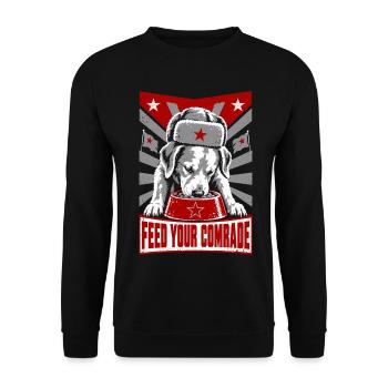 Kamerad Hund Futterbanner Propaganda - Unisex Pullover - Schwarz - Vorne - Alina (178cm) & Michal (187cm)