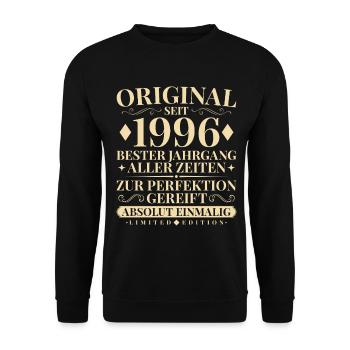 Original seit 1996 Jahrgang Absolut Einmalig - Unisex Pullover - Schwarz - Vorne - Alina (178cm) & Michal (187cm)