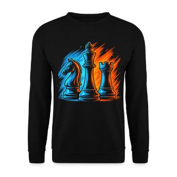 Schachspiel Kinder Schachfiguren Herren Schach - Unisex Pullover - Schwarz - Vorne - Alina (178cm) & Michal (187cm)